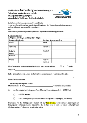 Verbindliche Anmeldung GTSA